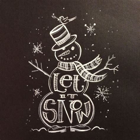 Let It Snow Snowman Chalkboard Painting Memehill Christmas