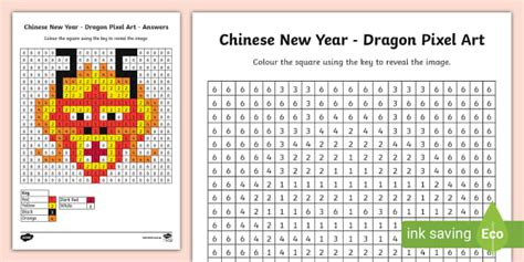 Chinese New Year - Dragon Pixel Art (Teacher-Made) - Twinkl