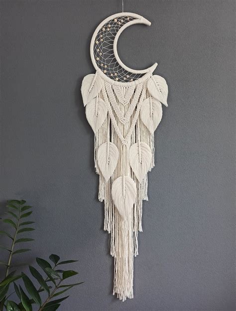 Half Moon Dream Catcher Large Dream Catcher With Macrame Etsy