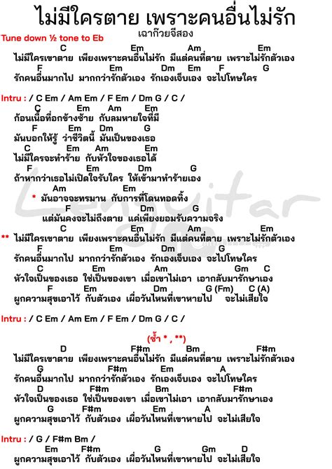 คอร์ดเพลง ไม่มีใครตาย เพราะคนอื่นไม่รัก เฉาก๊วยจีสอง ในปี 2024 เพลงกีตาร์ คอร์ดกีต้าร์