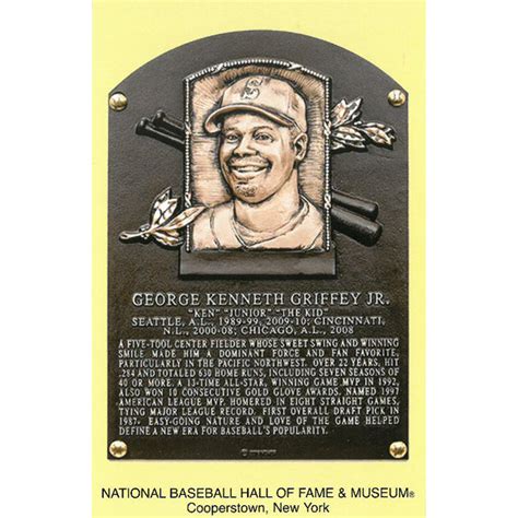 Ken Griffey Jr Baseball Hall Of Fame Plaque Postcard