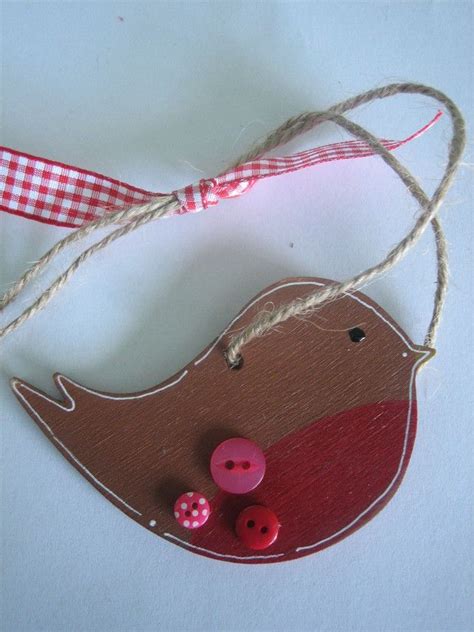 Hand Painted Wooden Robin Christmas Tree Decorations Christmas Tree