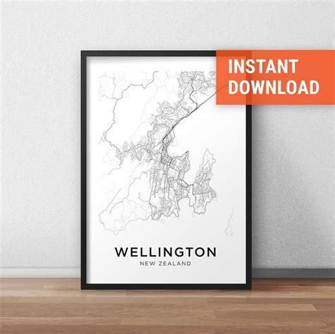 Wellington Map Print Wellington Map Download City Map Etsy