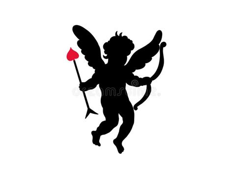 Cherub Silhouette Valentines Day Cute Cupid Angel With Wings Stock