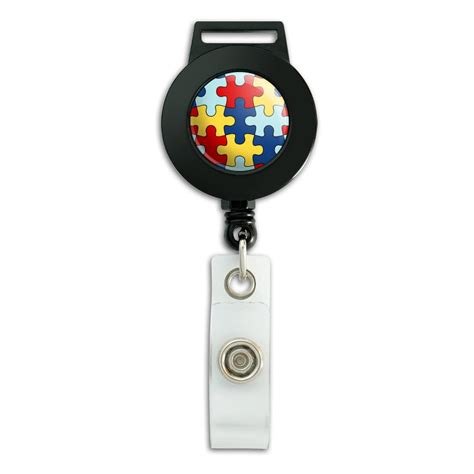 Autism Awareness Diversity Puzzle Pieces Lanyard Retractable Reel Badge