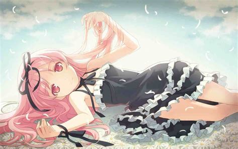 Pink Hair Pink Eyes Lying On Side Anime Girls 1280x800 Wallpaper Wallhaven Cc