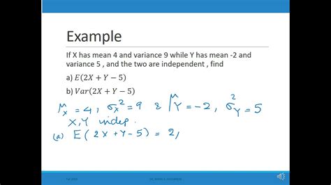 Lecture 10 Ii Joint Distributions Linear Combinations Of Rv Youtube