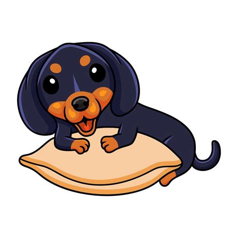 Cute dashund dog cartoon on the pillow 16834697 Vector Art at Vecteezy