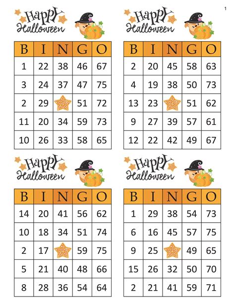 Free Printable Halloween Bingo Cards With Numbers Printable Word Searches