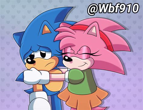 Classic Amy Rose Hugs Classic Sonic By Wbf910 On Deviantart