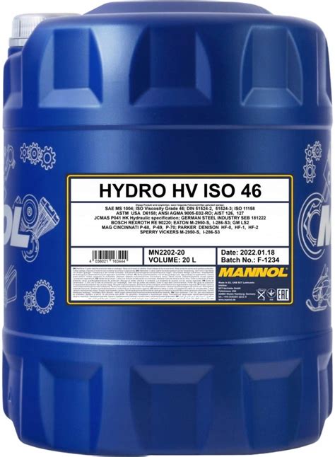 Mannol Olej Hydrauliczny Hlp 46 Hydro 46 20L Opinie I Ceny Na Ceneo Pl