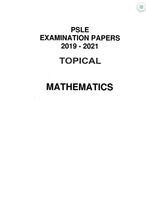 Psle Actual Past Year Paper Soft Copy Math Topical Science Topical