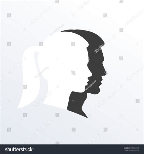 Man Woman Face Silhouette Male Female Vector De Stock Libre De Regalías 1330059506