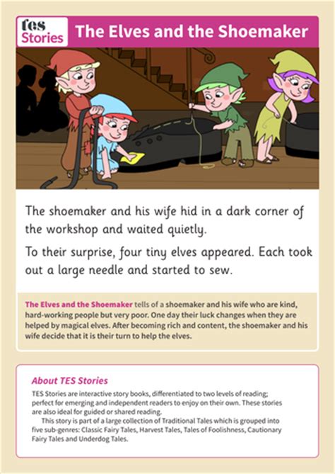 Fairy Tales And Legends The Elves And The Shoemaker Narrative And