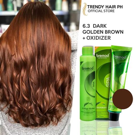 Original Bremod Hair Color 6.3 Dark Golden Brown + Oxidizer | Shopee ...