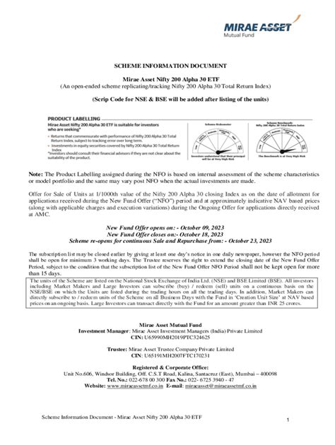 Fillable Online Mirae Asset Mutual Fund Launches Mirae Asset Nifty 200