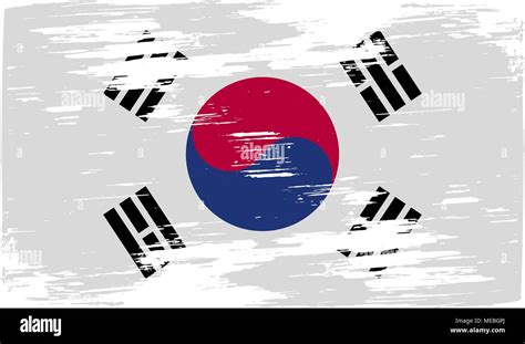 Flagge Südkorea mit alten Textur Vector Illustration Stock