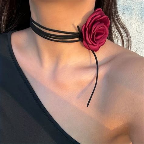 Retro Style Rose Flower Choker Necklace Dinner Wedding Holiday Style