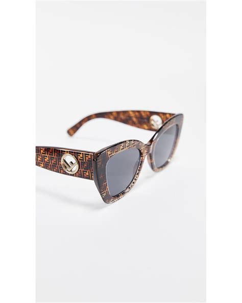 Fendi Logo Narrow Cat Eye Sunglasses In Brown Lyst