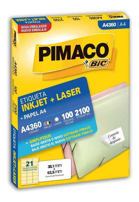 Etiqueta Pimaco A4360 100 Folhas 2100 Unidades Mercado Livre