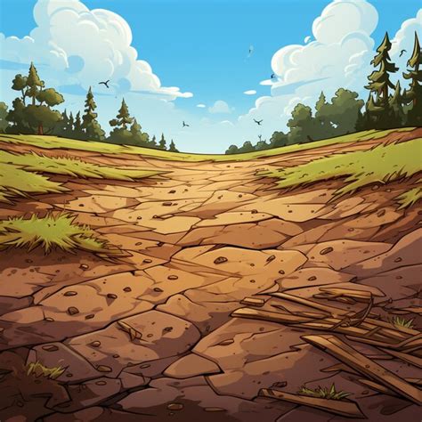 Premium Photo | Cartoon dirt road with trees and grass in the background generative ai