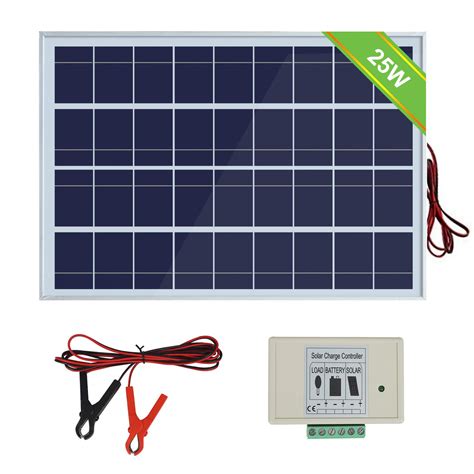 Eco Worthy 12v 25w Solar Panel System 1pc 25w Polycrystalline Pv Panel With 3 Wire And 30a