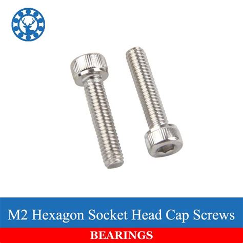 50Pcs M2 DIN912 304 Stainless Steel Hexagon Socket Head Cap Screws Hex