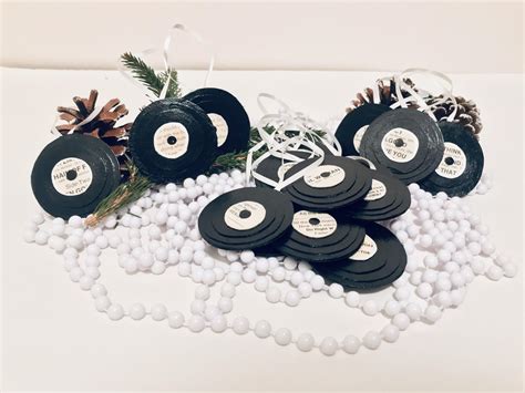 Mini Vinyl Christmas Tree Ornaments Made From Upcycled Record Covers