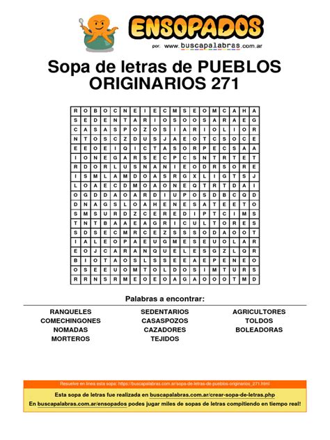 Sopa De Letras Pueblos Originarios Pdf