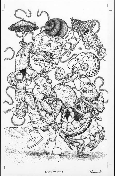 David Petersen's Blog: Spongebob Comics #50 Pinup Process