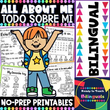 All About Me Todo Sobre Mi No Prep Printables For The First Week