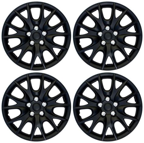 Pc Set Of Matte Black Hub Caps Full Lug Skin Rim Cover For Oem