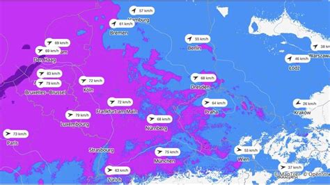 DWD Wetterwarnung Karten zeigen wo es heute am stärksten stürmt