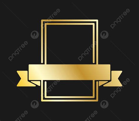 Vector Illustration Of A Rectangular Golden Frame Adorned With Ribbon