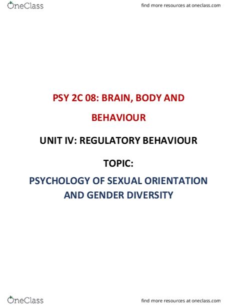 Msc Psychology Lecture Notes Summer Lecture 1 Safe Sex Differential Diagnosis Cisgender