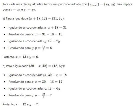 02 Determine O Valor De Xe Y Para Que Cada Igualdade Seja Verdadeira