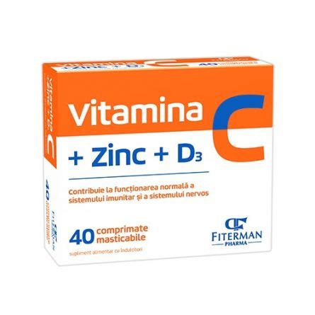 Vitamina C Zinc D3 X 40 Comprimate Masticabile Fiterman Pharma