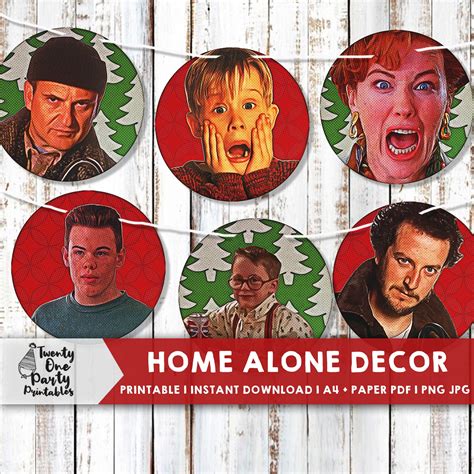 6 Home Alone Party Decor Printables Round Circle Banner | Etsy