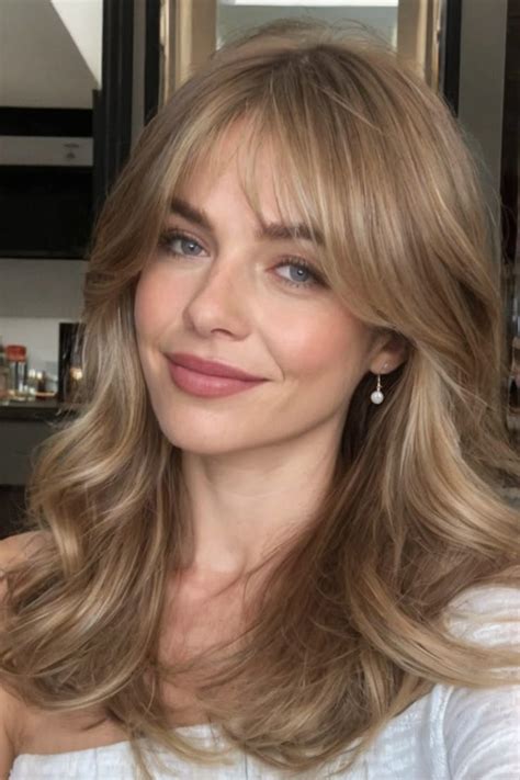 Butterfly Cut With Curtain Bangs Haircuts For Long Hair Blonde Hair With Bangs Bangs With