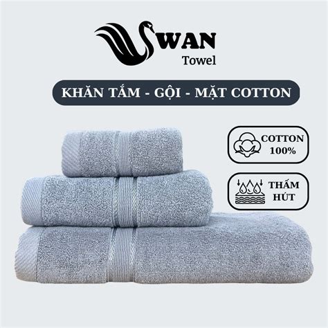 Khăn Tắm Khăn Mặt Khăn Gội Đầu Cotton 100 SWAN TOWEL Mềm Mại Thấm Hút