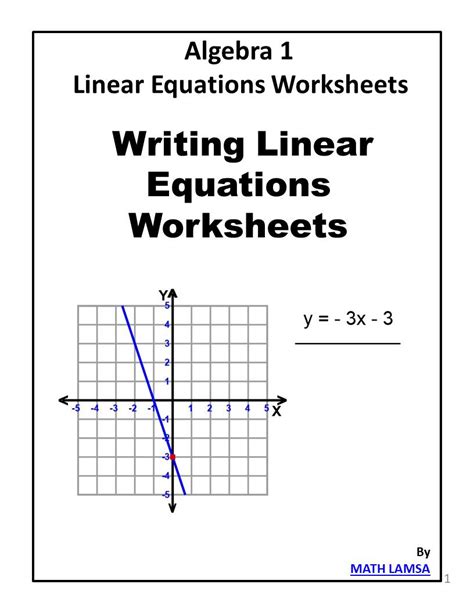 Write The Equation From Each Line Writing Linear Equations Worksheets