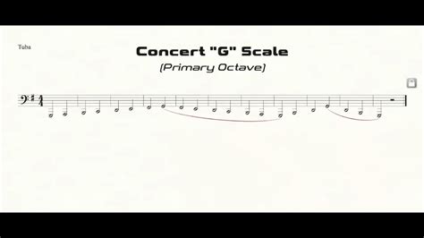 Tuba G Scale Practice In Half Notes Primary Octave Youtube