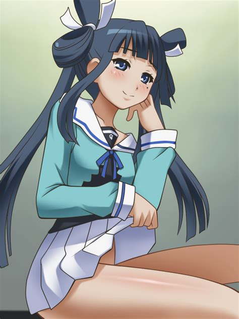 The Big Imageboard Tbib 1girl Awa Black Hair Blue Eyes Ookami San