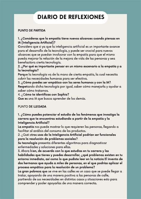 Diario De Reflexiones Unidad Empat A Diario De Reflexiones Punto