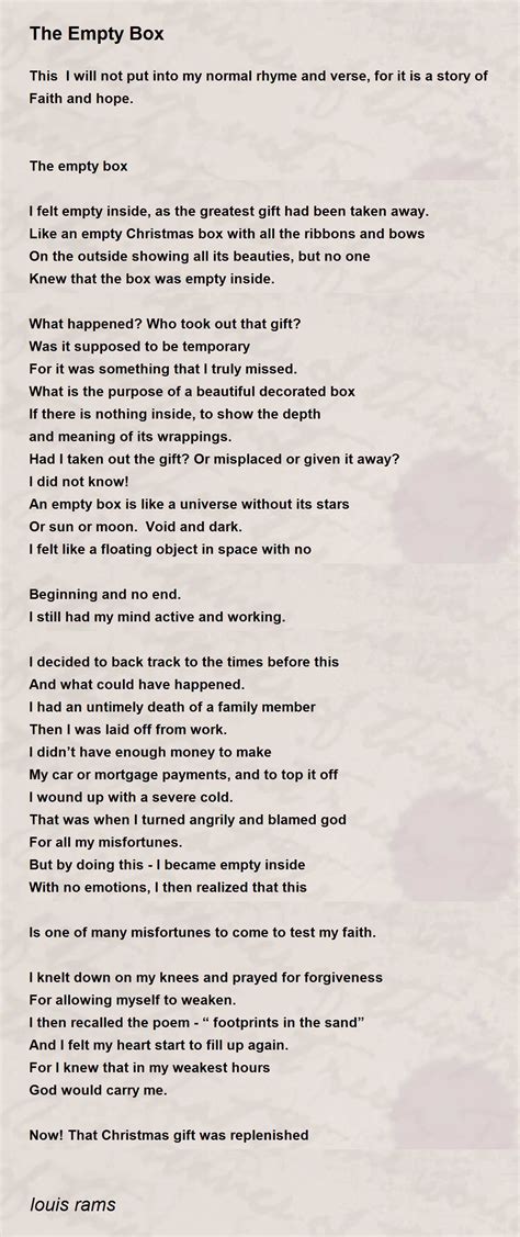 The Empty Box - The Empty Box Poem by louis rams