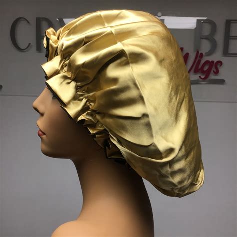 Gold Silk Reversible Satin Bonnet Sleeping Cap Satin Bonnet Etsy