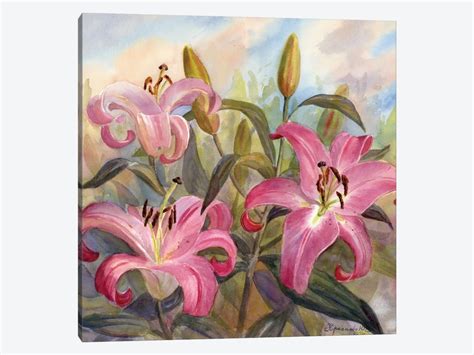 Lilies In The Garden Canvas Art Print By Yulia Krasnov Icanvas