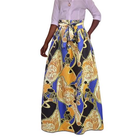 African Women Skirt Printed Design Big Size Pleated Skirt With