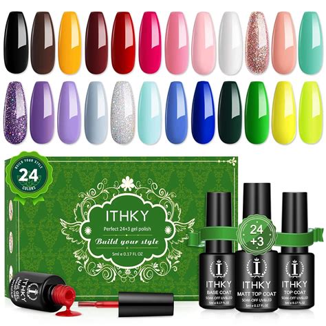 Amazon Ithky Gel Nail Polish Kit Pcs Soak Off Nail Polish Set