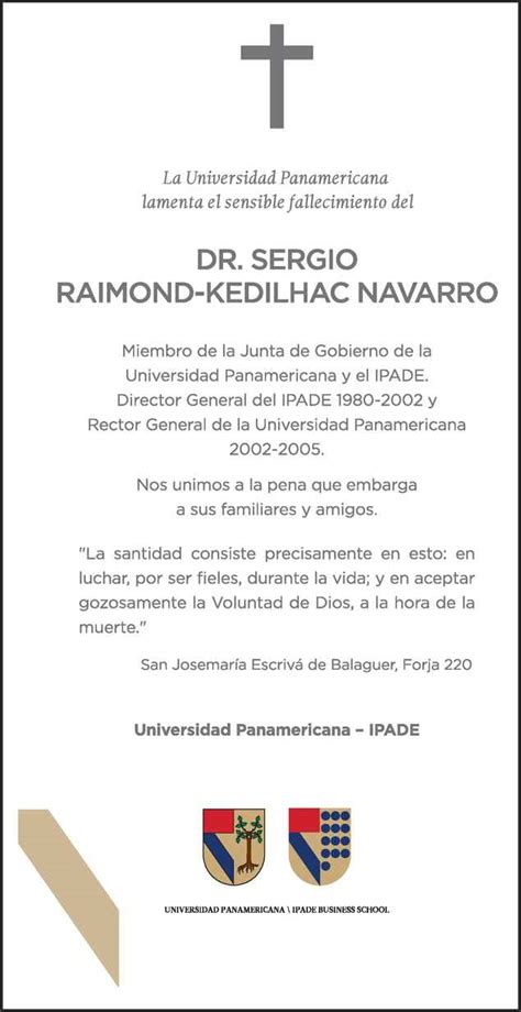 Se Or Sergio Raimond Kedilhac Navarro Obituario Esquela